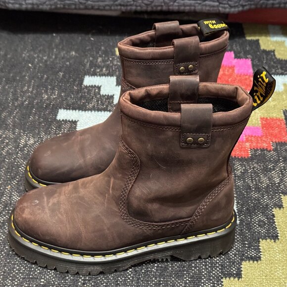 Dr. Martens Anistone Lo Leather Biker Boots, Dark Brown, US M 7/US W 8/EU39/UK7 - Picture 8 of 13